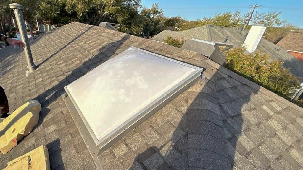 An image of an acrylic dome skylight yo be replaced.