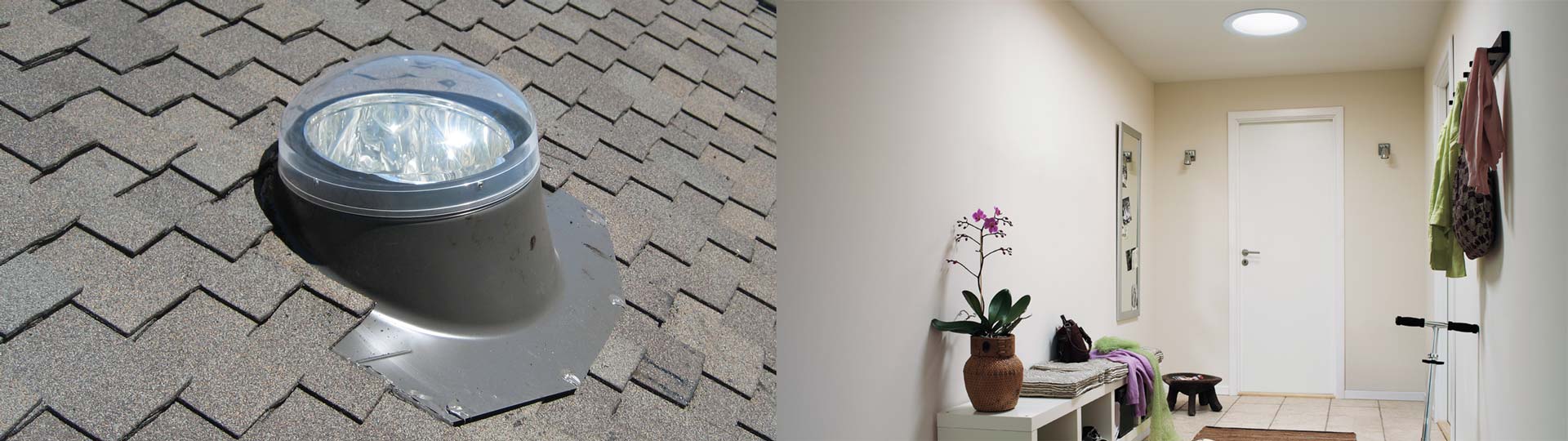 Sun Tunnel on roof and in a hallway.